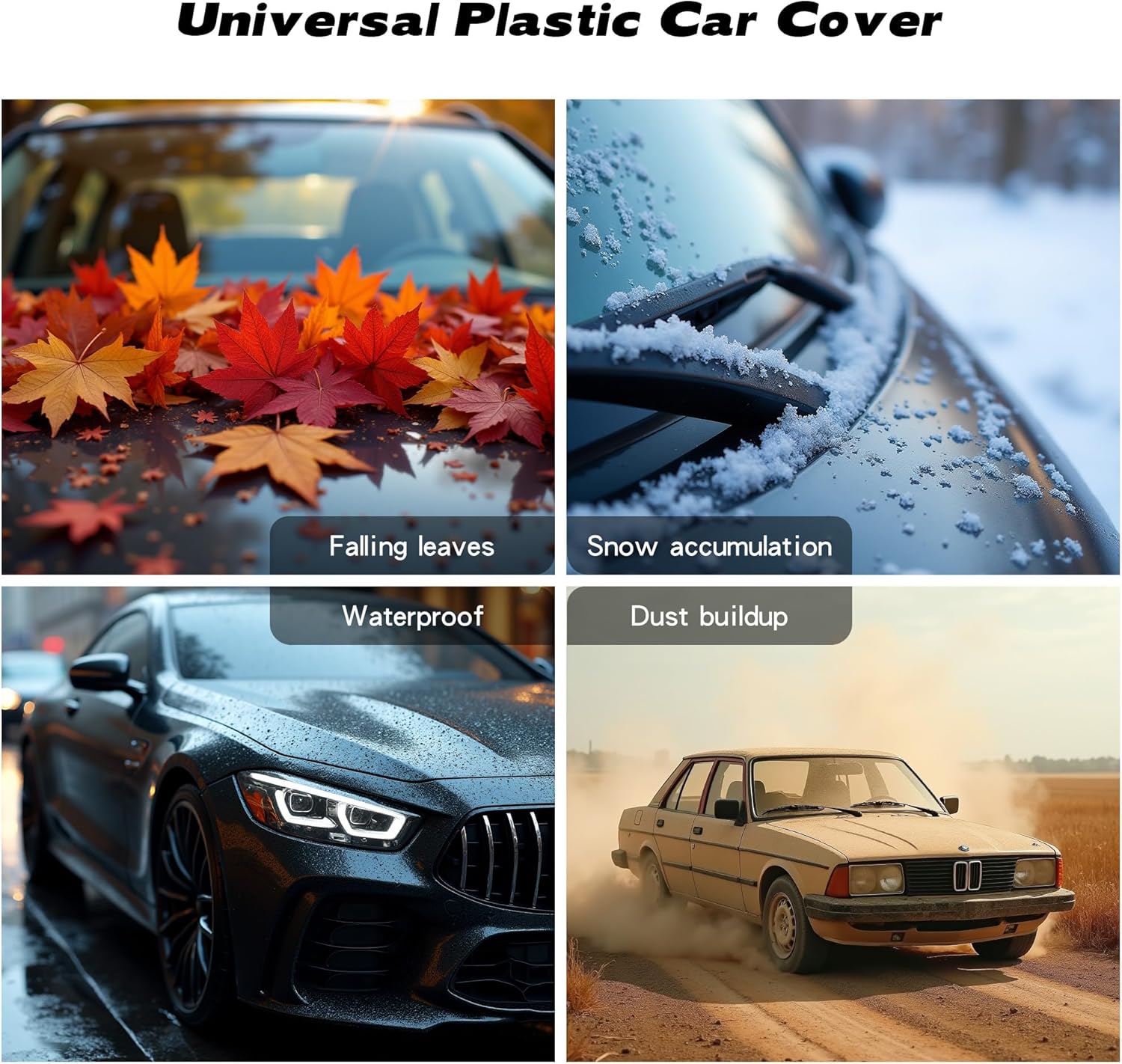 6-Pack Disposable Car Covers, Universal Clear Plastic Car Cover with Elastic Band, Waterproof Rainproof Dustproof Car Cover for SUV Sedan (15.7ft x 24.6ft)