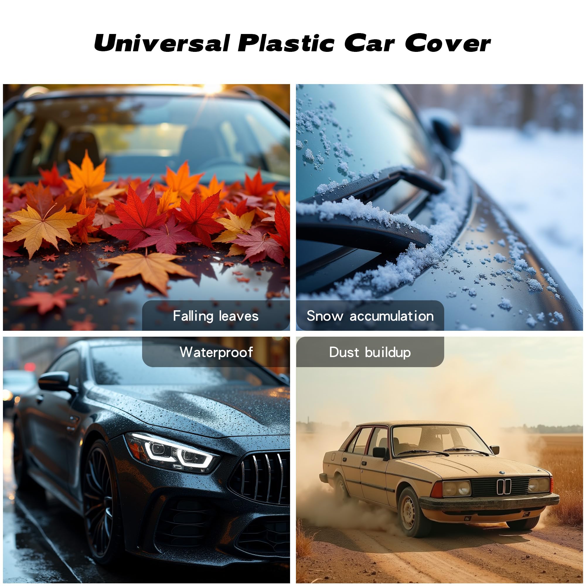 Talyetar 3 pcs Plastic Car Cover Universal Disposable Car Covers Waterproof Clear Car Cover for SUV Sedan with — view 5