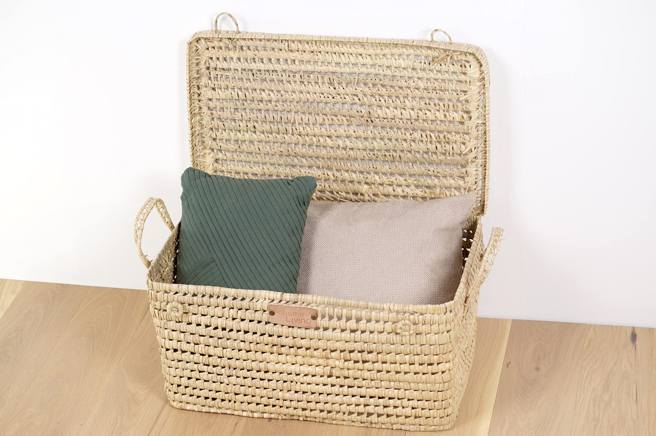 Coffre de rangement en osier naturel tressé 60cm, avec couvercle de fermeture, idéal rangement à jouets, Malle à Jouets, Idéal Enfants et Bébé, Artisanal