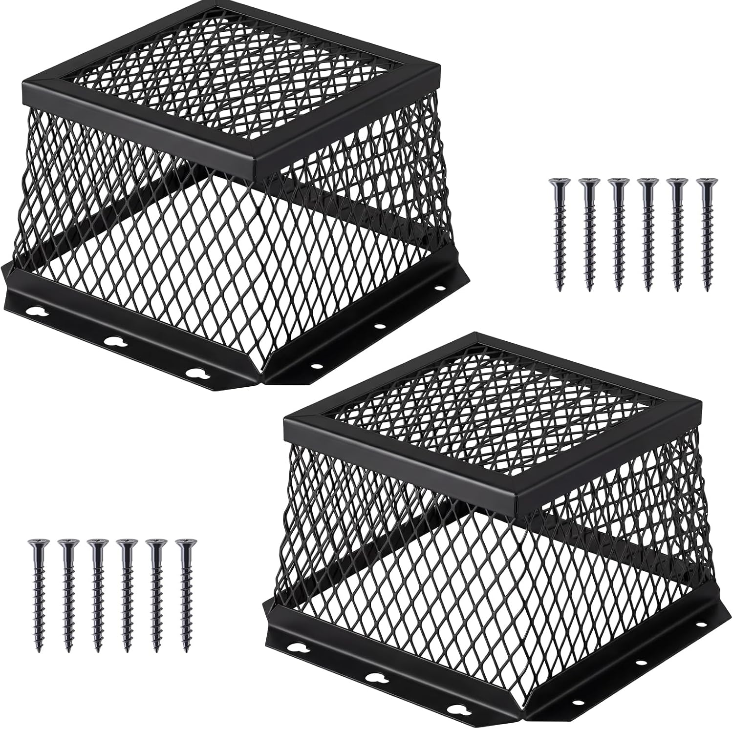 Pasimy 2 Pcs 7" L X 7" W X 5" H 3/8 Stainless Steel Vent Guard, Black