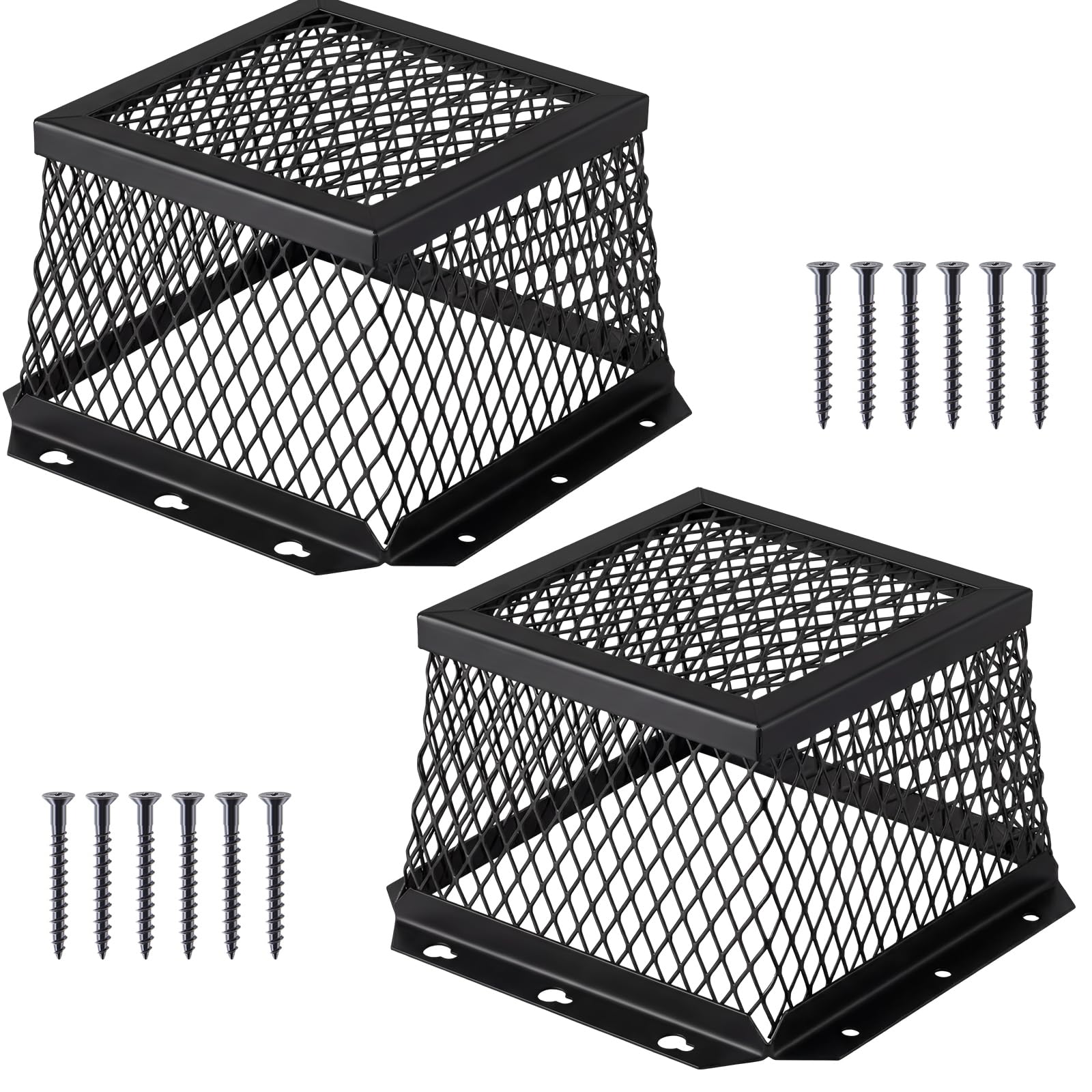 Pasimy 2 Pcs 7" L X 7" W X 5" H 3/8 Stainless Steel Vent Guard, Black