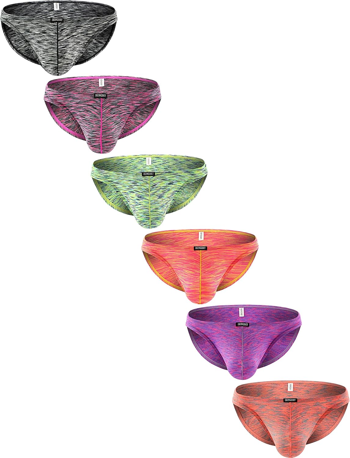 iKingsky Men's Colorful Big Pouch Bikini Underwear Sexy Low Rise Bluge Men Briefs