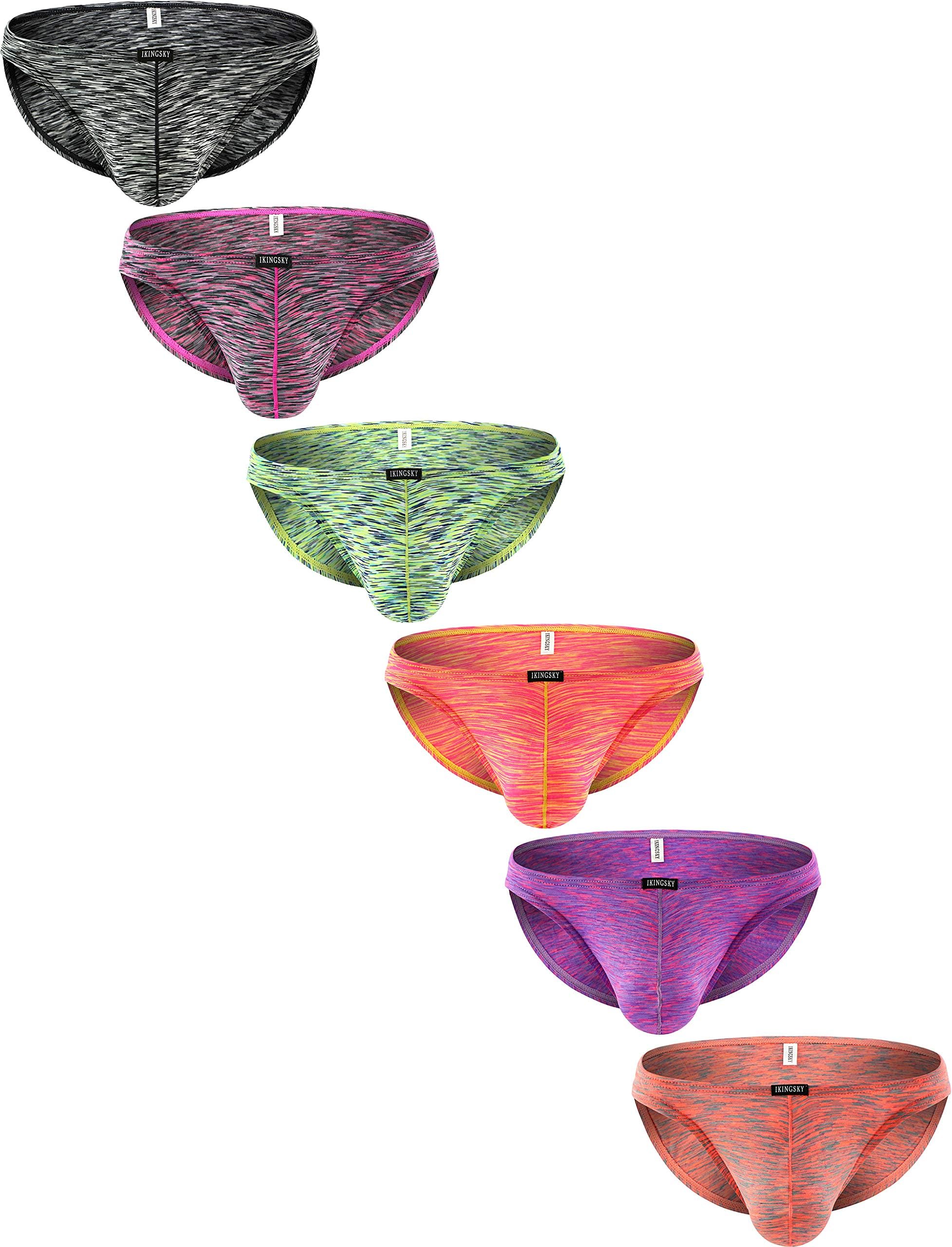 Men's Colorful Big Pouch Bikini Underwear Sexy Low Rise Bluge Men Briefs