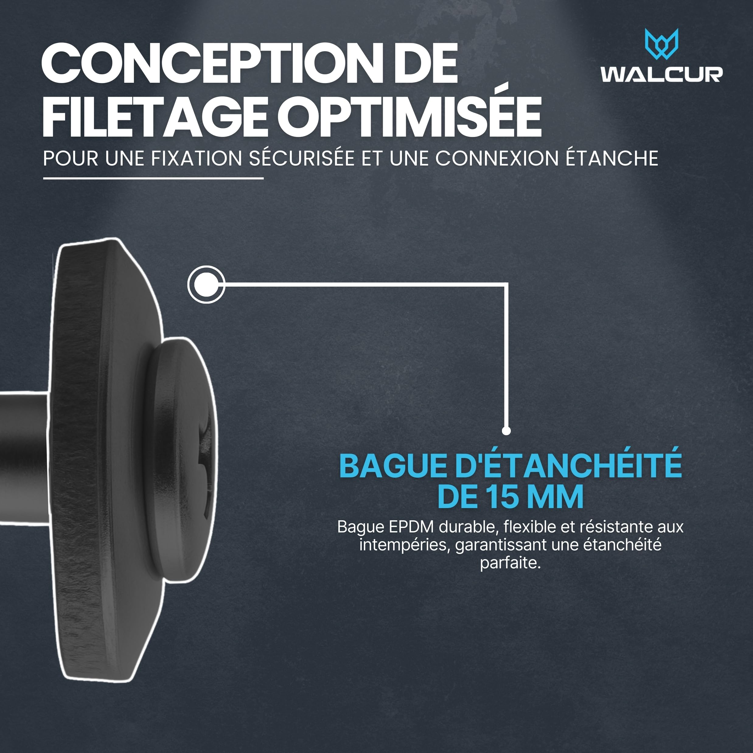 WALCUR Vis Spengler ø 4.5 x 25mm de Terrasse Autoperceuses en Acier Inoxydable 100 Pièces Étanches de Toiture avec Rondelles en Caoutchouc Anthracite Gris