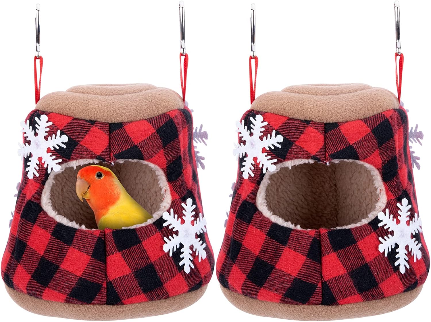 ZYP 2 Packs Winter Warm Bird Nest, Bird Snuggle Cave Shed Hut Hanging Hammock Cage, Plush Birds Hideaway Sleeping Bed House for Parakeet…