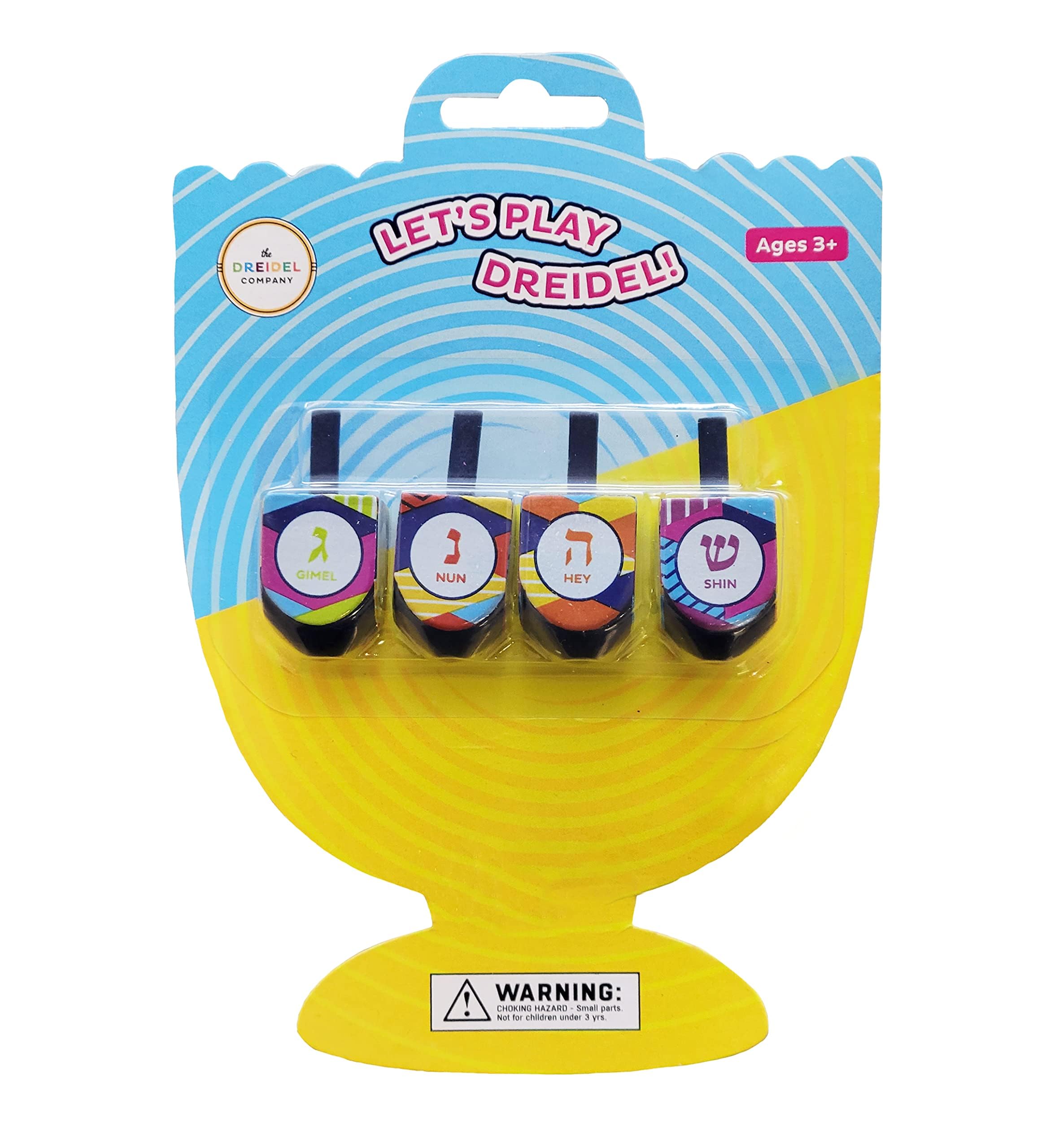 Lot De 2 Toupies Dreidel En Bois XL – Hanouka – Bleu Et Blanc – 7,6 Cm – Lettres Hébraïques