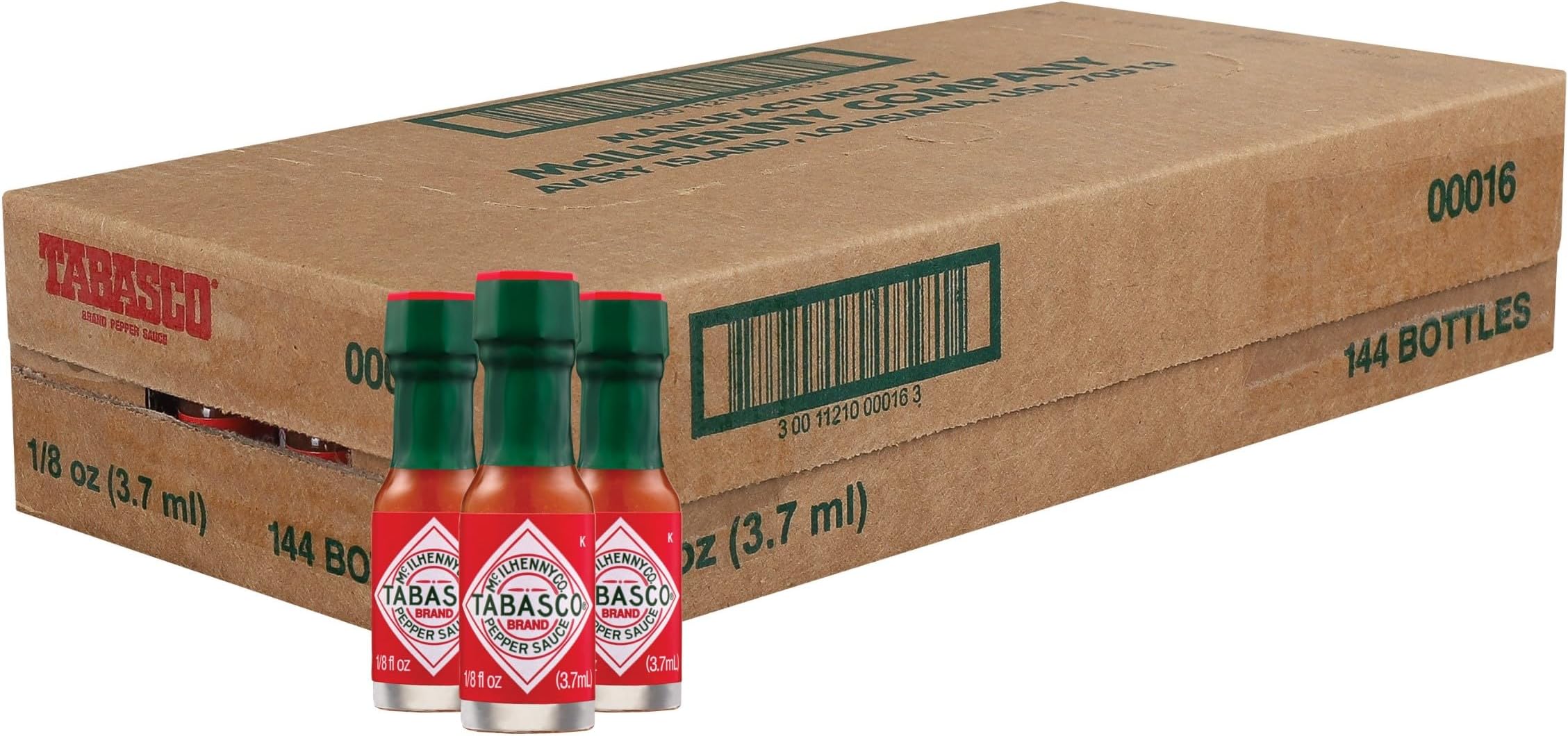TABASCO® Brand Original Red Pepper Sauce, 1/8 Fl oz Mini Bottles, 144 Count (Pack of 1) | Authentic and Spicy | Ideal for on the go and in the catering trade | 144 pieces (Red)