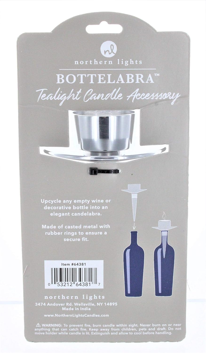 Northern Lights Candles Bottelabra Tealight Holder, Pewter