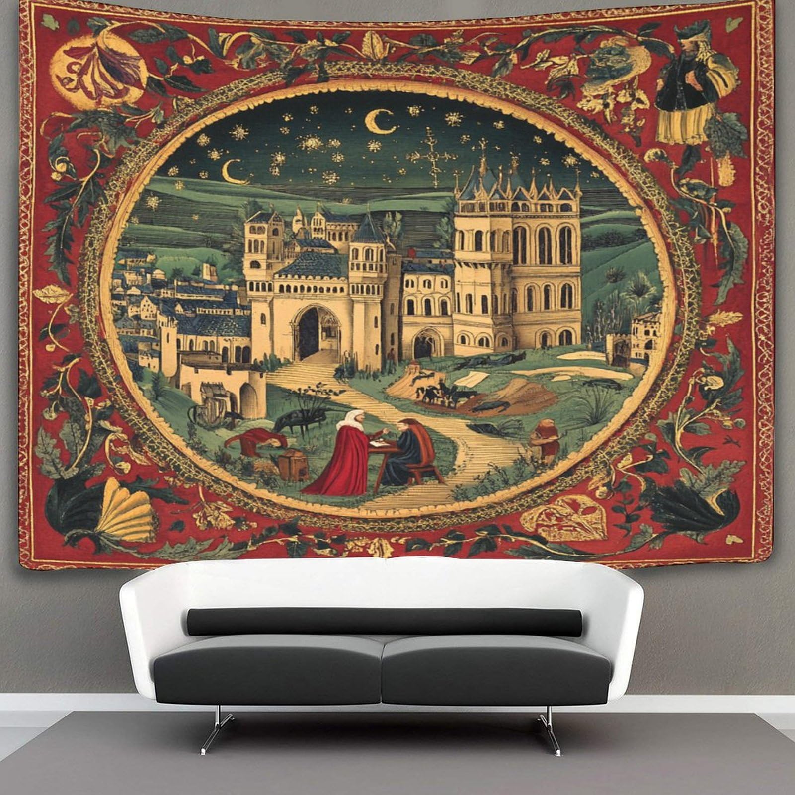 kaiyun Medieval Style Tapestry Calendar Frame Tapestries 3D Wall Hanging Home Decorations for Room 150cmx200cm
