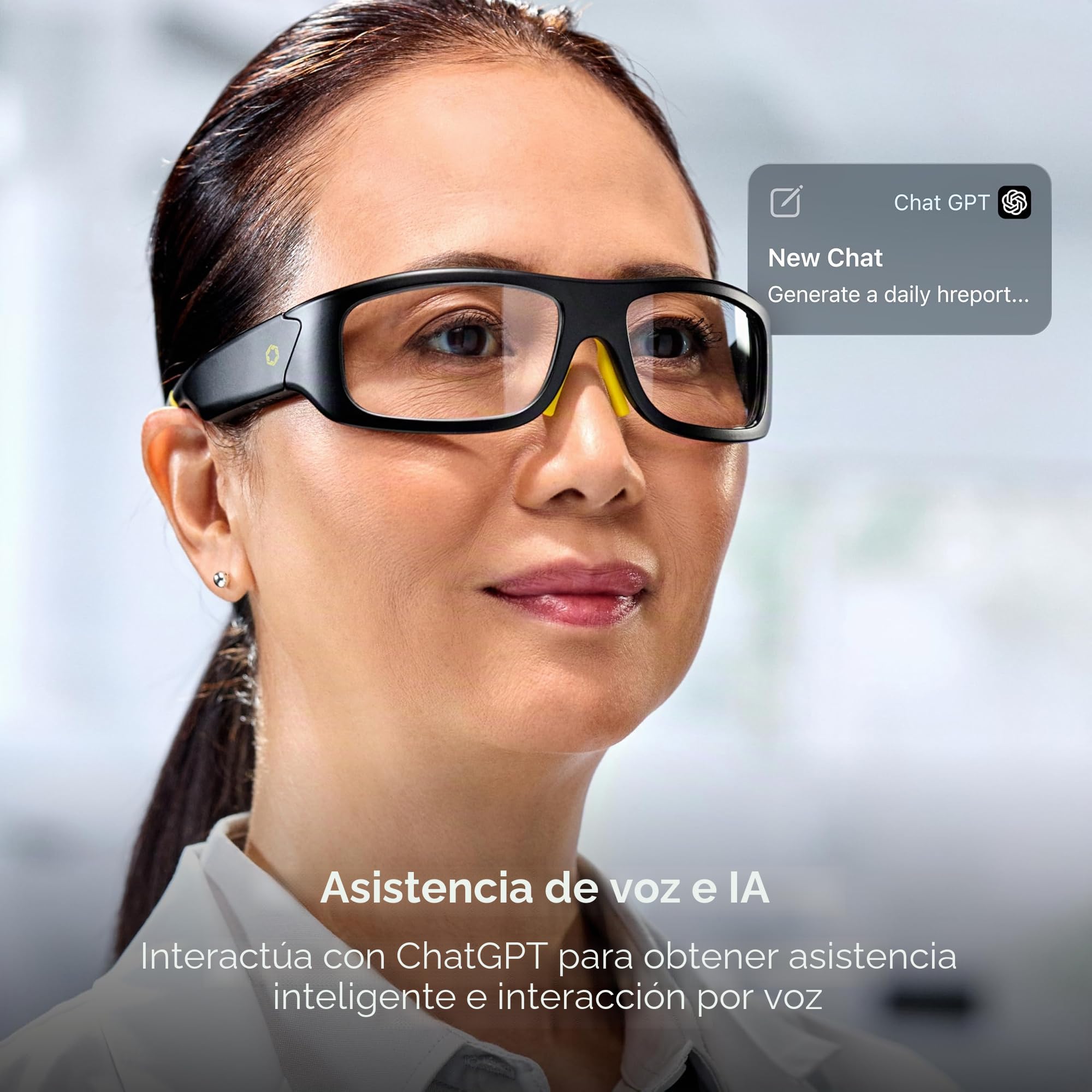 Lucyd Armor - Gafas de seguridad inteligentes, marco TR90, lentes adaptables a la luz, altavoces abiertos y micrófono - ANSI Z87.1