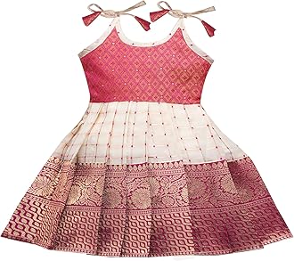 LehnvelSouth Indian Traditional Readymade pattu pavadai Frock for Baby Girls