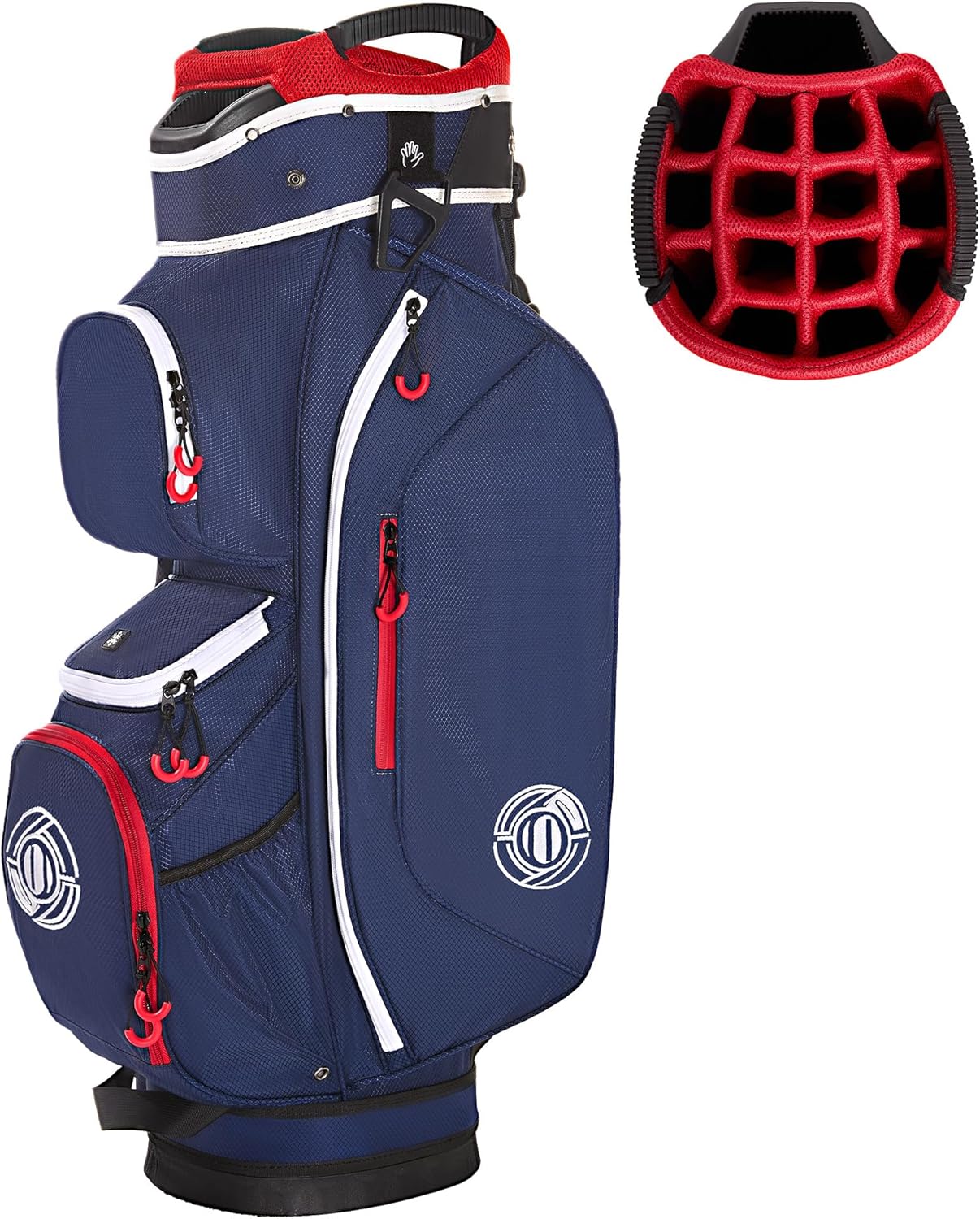 Shopsource Golf Cart Bag, 15 Way Top Lightweight Golf Bag for Men Women with Full-Length Dividers, Dedicated Putter Well, Rain Cover, Black and Red