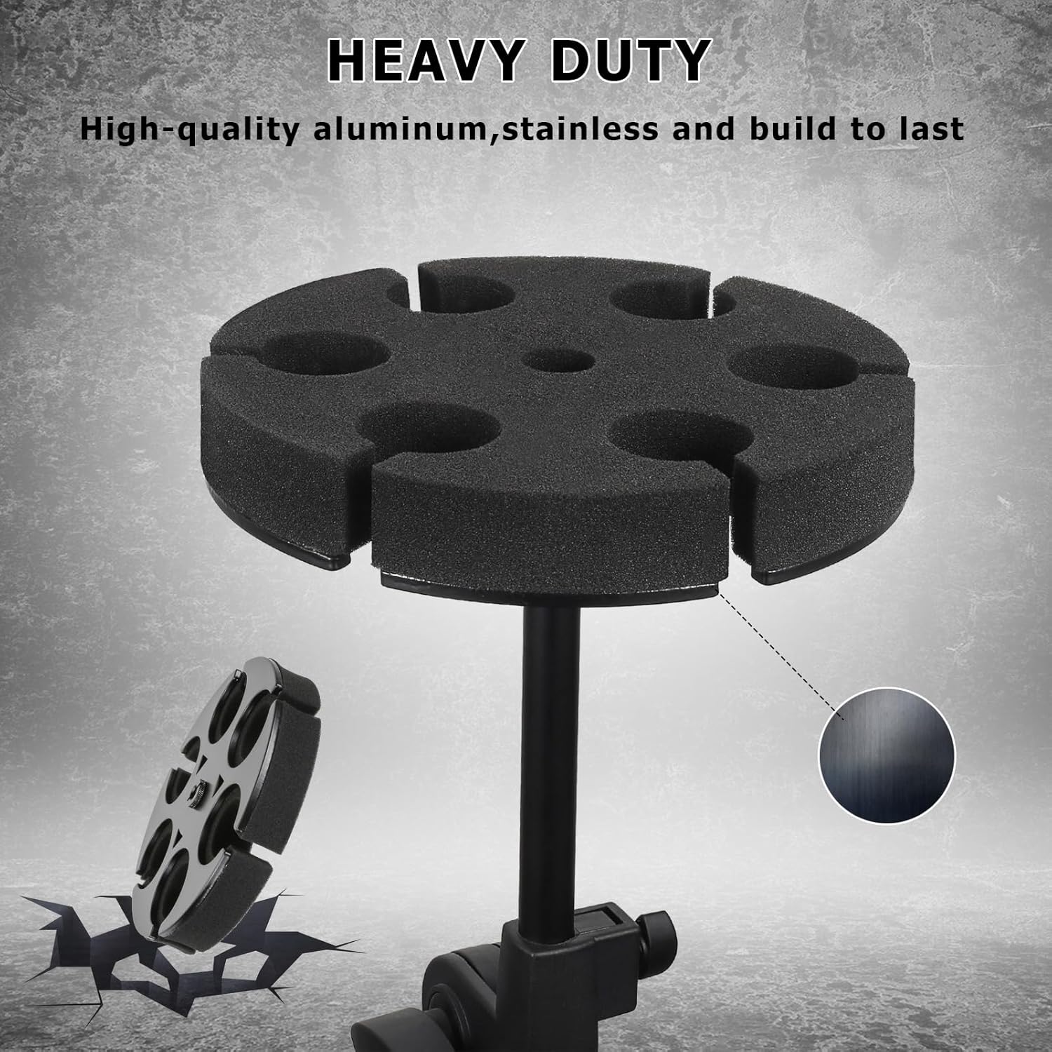 Multi Microphone Holder, Hold Up to 6 Microphones, Wired and Wireless Mic Holder for Stand, Aluminum, Black