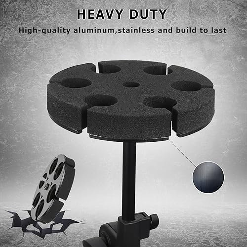 Miniatura 6 de Soporte para micrófonos múltiples, soporta hasta 6 micrófonos, soporte de micrófono con cable e inalámbrico para soporte, aluminio, negro