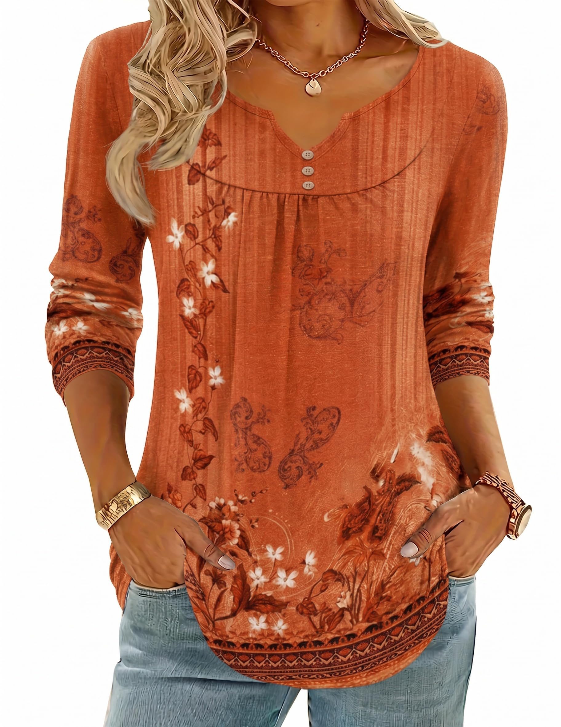 Zeagoo Womens Tops Long Sleeve Shirts for Women 2026 Boho Tops Fall Blouses Ladies Blouses Fashion Clothing