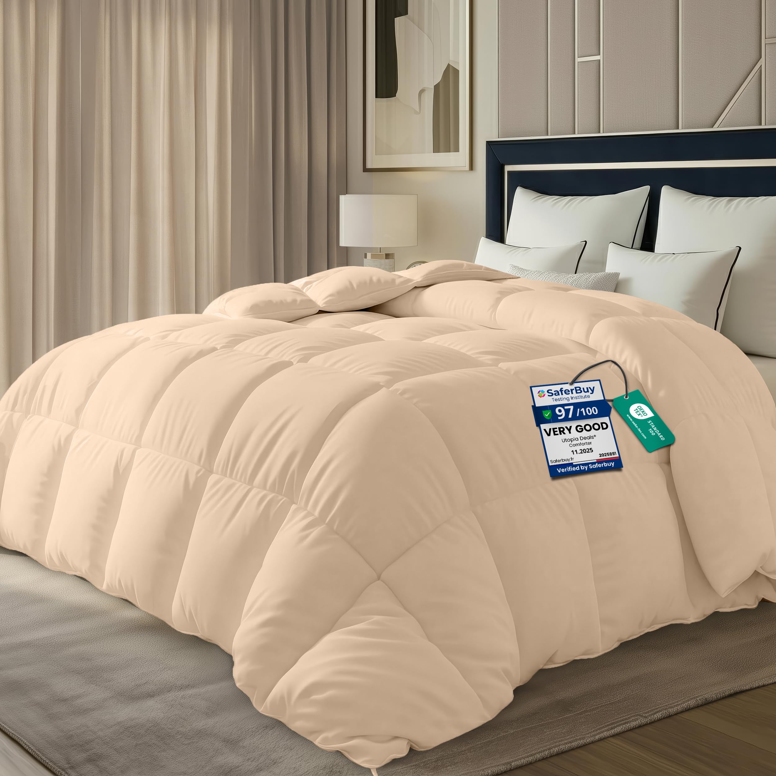Utopia Bedding Duvet Double,10.5 Tog coverless Duvet with Corner Tabs, Box Stitched Quilt (Double, White) — view 10