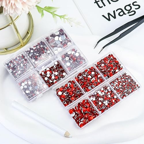 Miniatura 3 de 10000 diamantes de imitación rojos para manualidades, zapatos, ropa, diamantes de imitación Siam con parte trasera plana de 23450.236 in para uñas,