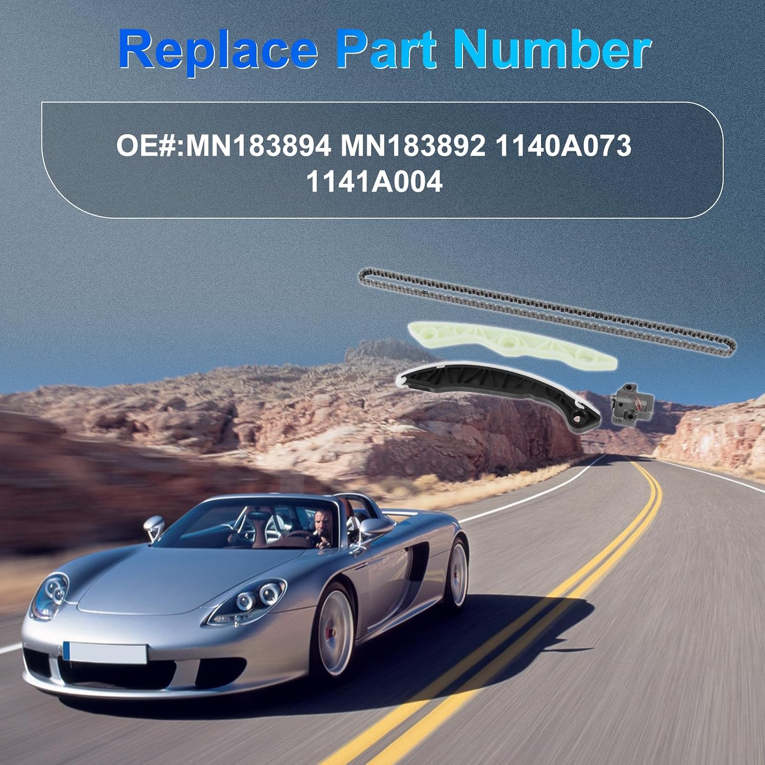 MN183894 Engine Timing Chain Kit Fits for Mitsubishi Lancer 08-17/ Outlander 08-20/ Outlander PHEV 18-22/ Outlander Sport 11-23/ RVR 11-18 2.0/2.4L DOHC OE MN183892 1140A073 1141A004