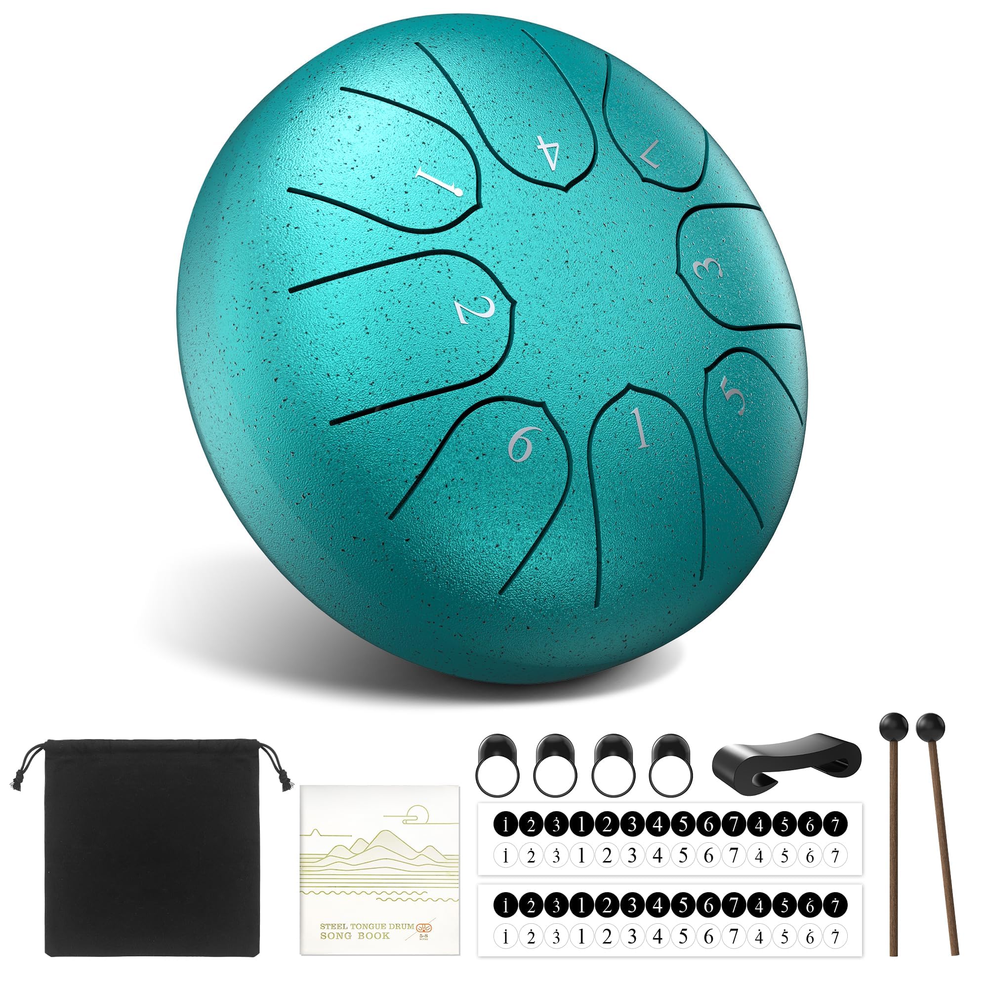 Tambor para lluvia al aire libre, juego de lluvia, impermeable, para instrumentos de jardín, tambor de chakra, 15,2 cm, 8 notas