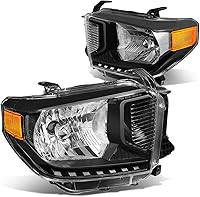 Vista 7 de DNA MOTORING Conjunto de faros delanteros (lado del conductor y del pasajero) compatible con Tundra 14-17, negro transparente, HL-OH-TTUND14-BK-CL1
