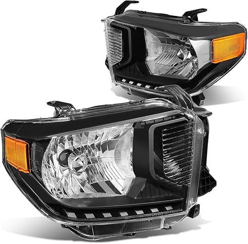 Miniatura 7 de DNA MOTORING Conjunto de faros delanteros (lado del conductor y del pasajero) compatible con Tundra 14-17, negro transparente, HL-OH-TTUND14-BK-CL1