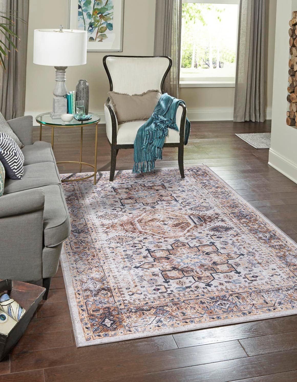 Unique Loom Yara Collection Area Rug - Sunil (7' 10" x 10' Rectangle, Ivory Almond/ Black)