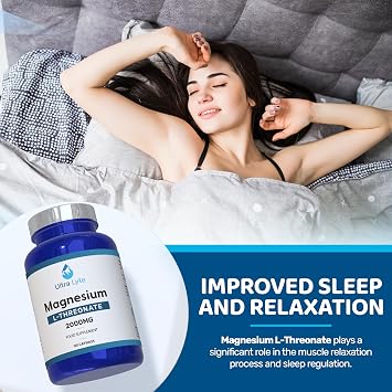Ultra Lyte Magnesium L-Threonate – 2000mg Magnesium Supplement for Cognitive Support – 120 Capsules for Sleep Support & Relaxation - Vegan Friendly