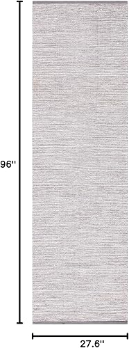 Miniatura 2 de SAFAVIEH Montauk Collection - Alfombra de pasillo, 2 pies 3 pulgadas x 8 pies, color plateado, tejido plano de algodón, ideal para zonas de alto