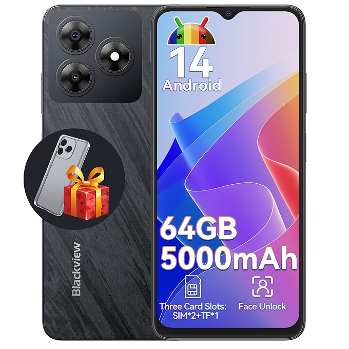 黑视 Wave 8C 解锁智能手机 - 安卓14, 6GB+64GB, 5000mAh, 4G双卡双待