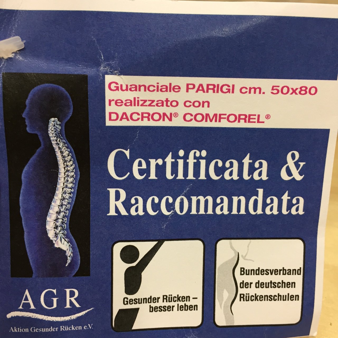 Guanciale Cuscino innovativo Demaflex art. Parigi agr con sostegno cervicale certificato misura cm. 50x80