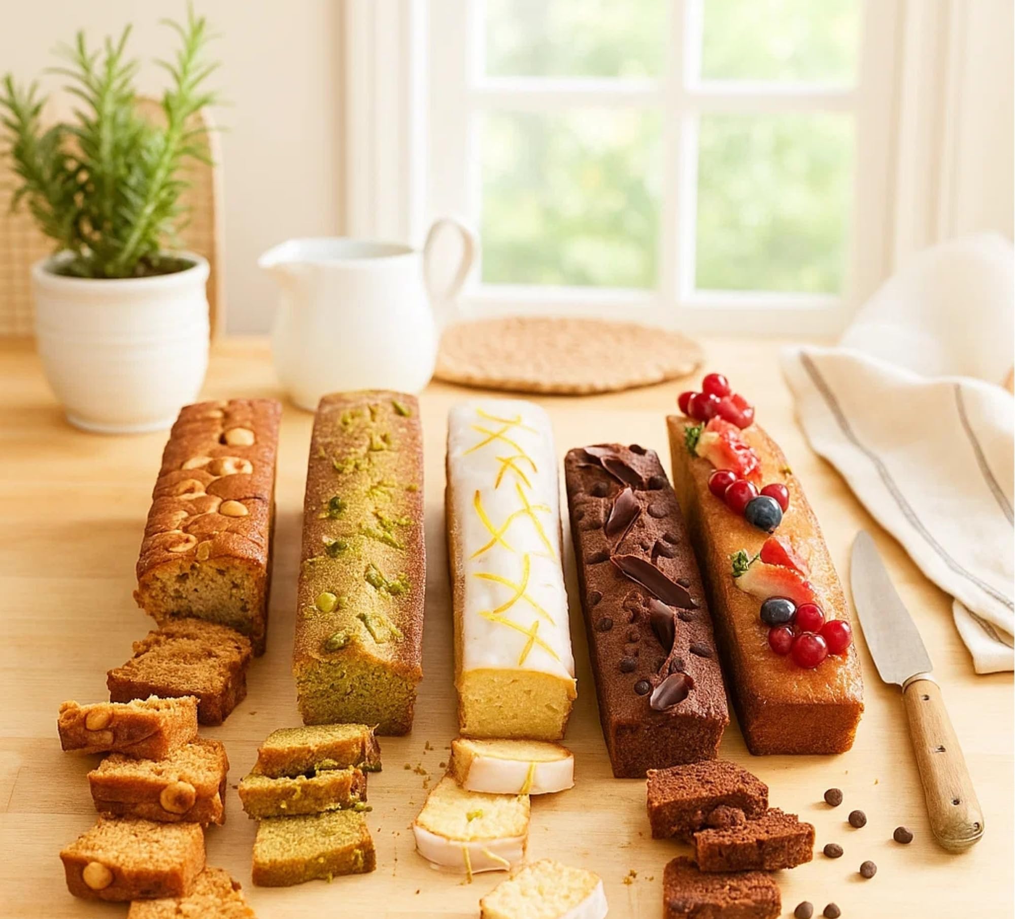 AKENZ - Moule 5 cake long multi mini apéritif apero compatible Cake Factory Infinity XXL en silicone platinum petit, patisserie, brioche, pain rectangulaire + E-BOOK OFFERT