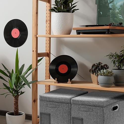 Miniatura 6 de Dandat 4 cajas de almacenamiento de discos de vinilo de 13 pulgadas con tapa, soporte para LP y asas, caja de almacenamiento de discos de lino, caja
