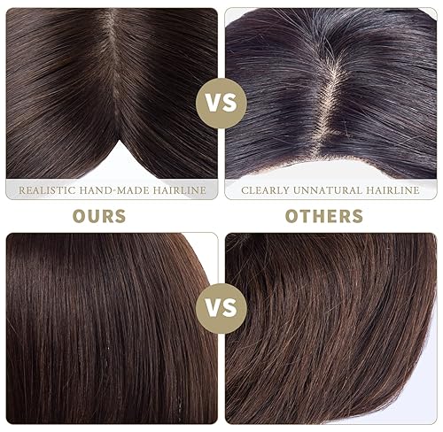 Miniatura 6 de MorningWigs Toppers de cabello para mujer 100 Remy cobertura de cabello humano 47 x 51in base de seda completa cabello lacio para adelgazar el