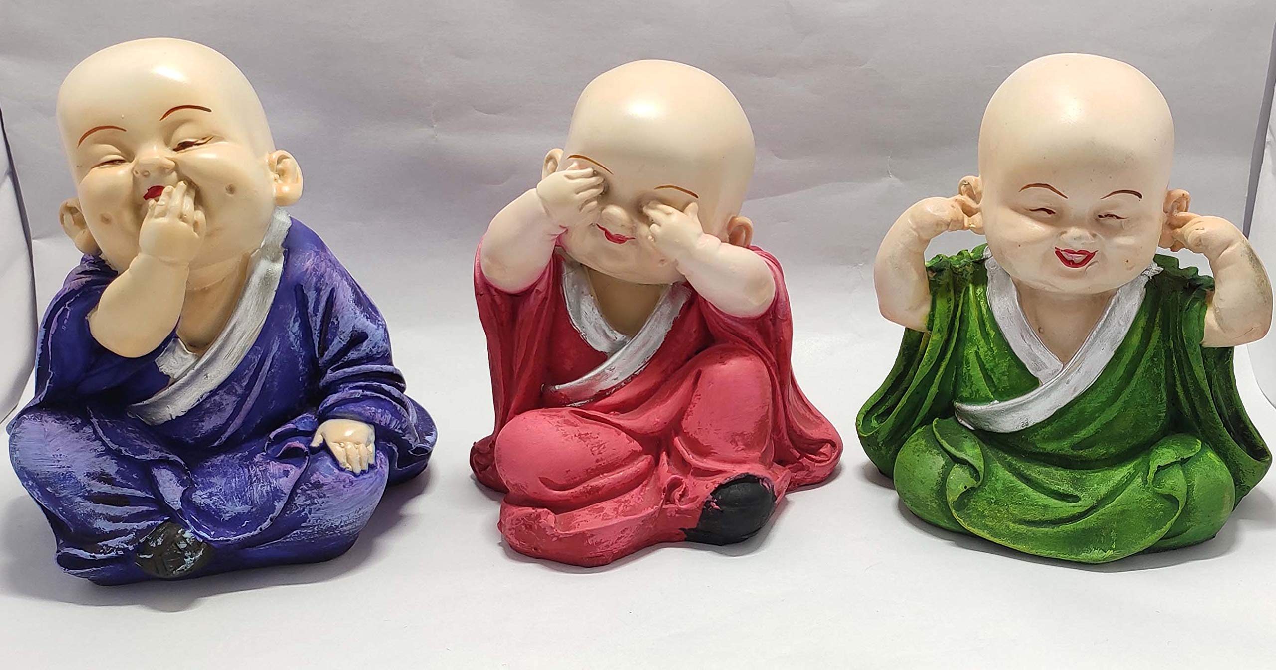 Buy Sawcart Colorful 4 Laughing Buddha Monks With Small Car Dashboard