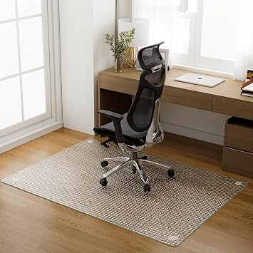 GLSLAND 36"x46" Tempered Glass Chair Mat Checkered Patterned