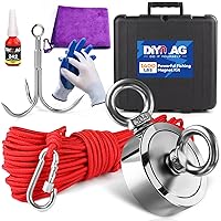 Vista 18 de DIYMAG Imanes de pesca de neodimio, imán de tierras raras de 150 libras de fuerza de tracción con agujero avellanado, diámetro de 1.42 pulgadas