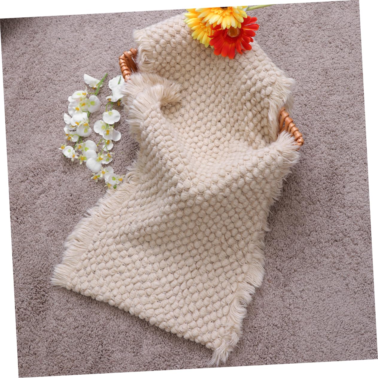 VICASKY 2piezas De Algodón Tejida para Fotografía De Bebés Diseño De Piña para Dormir Accesorios para Recién Nacidos Beige