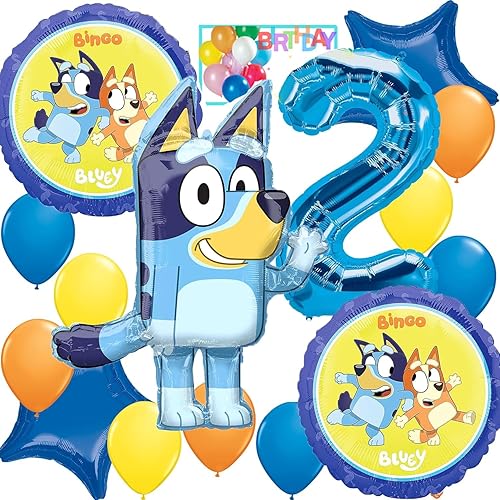 Anagram Bluey, suministros de fiesta de 2º cumpleaños con licencia para decoración de ramo de globos, multicolor, accesorio de fiesta