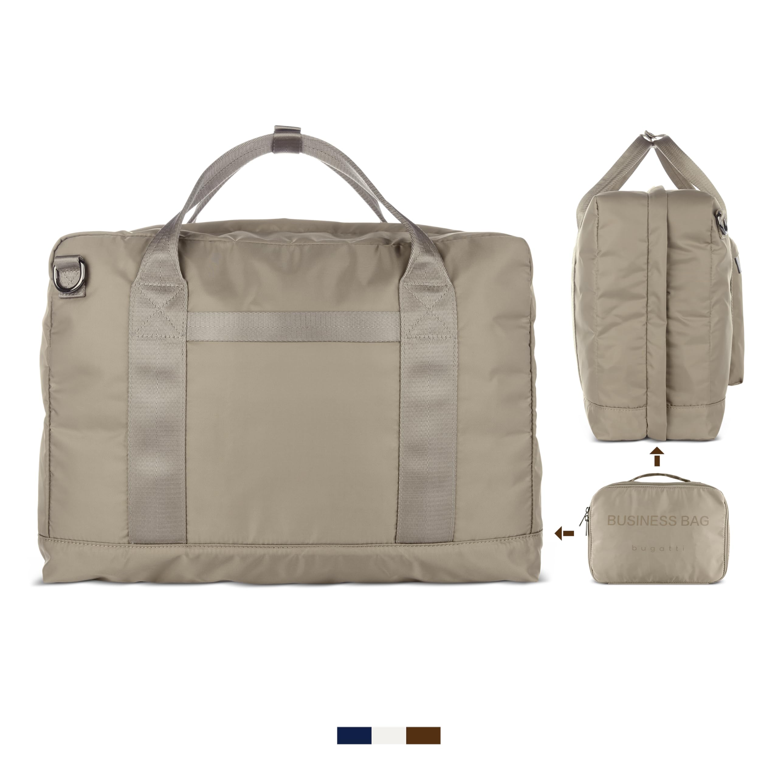 bugatti Elia Herren-Businesstasche aus Nylon, faltbare Aktentasche mit Laptopfach ca. 15"