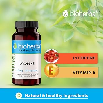 Lycopene 20 mg – 100 Capsules | Tomato-Derived Supplement with Natural Antioxidant Properties by BIOHERBA