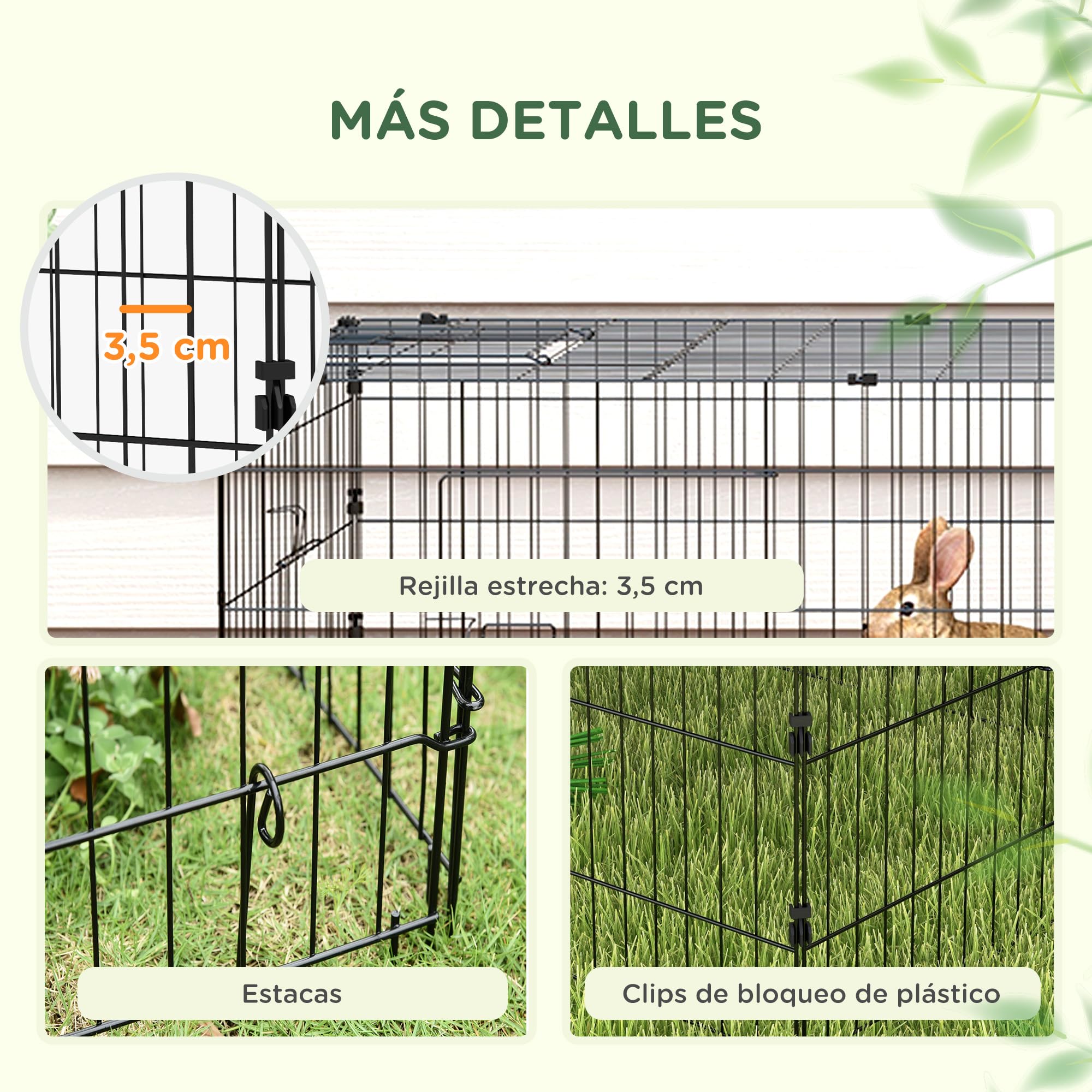 PawHut Gabbia per Conigli da Esterno e Interno con Tettuccio, Recinto per Animali Piccoli, Cincillà, Galline, Verde