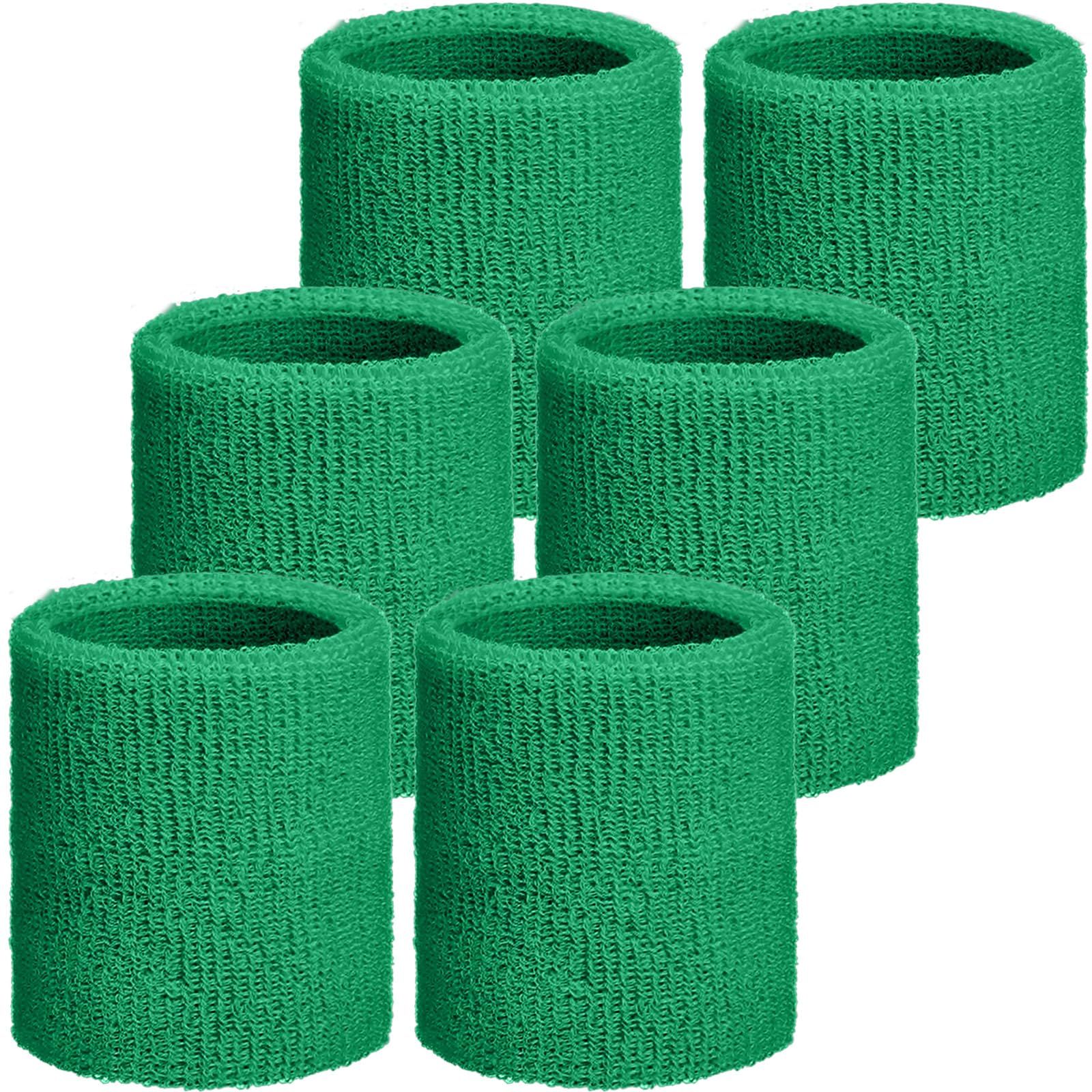 WILLBOND 6 Pcs Wrist Sweatbands Sports Wristbands for Competitions Absorbent Sweatbands for Basketball Tennis Football Running Working (Dark Green)