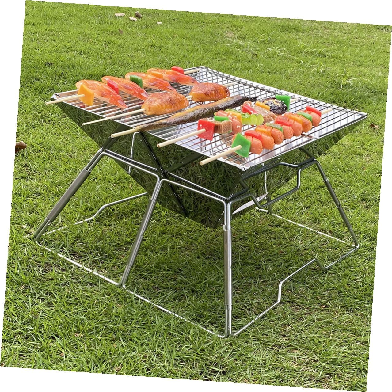 Luxshiny Portable Professional Folding Barbecue Grill Wear-resistant Camping Grill Rack for Outdoor Bbq and Travel