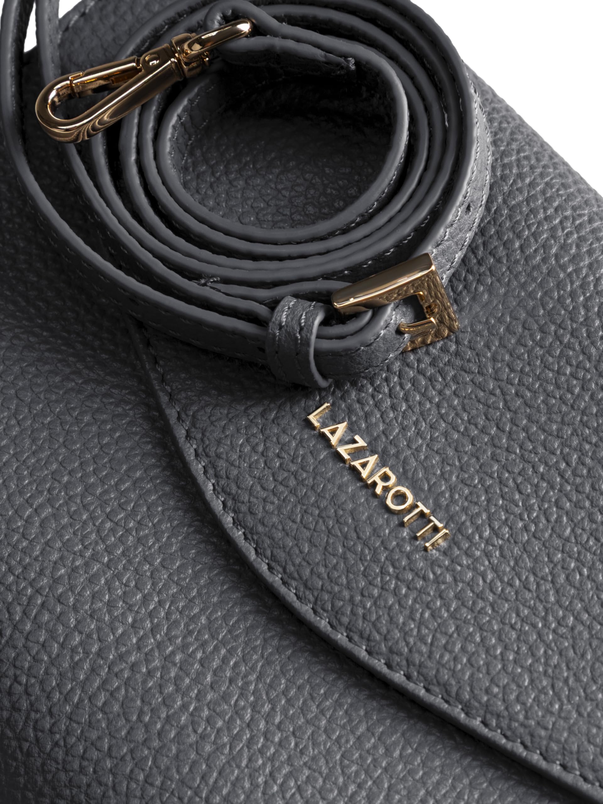 Lazarotti Bologna Leder Clutch | 23 cm mittelgroße Damen Umhängetasche | Hand-Tasche mit abnehmbarem & verstellbarem Schulterriemen