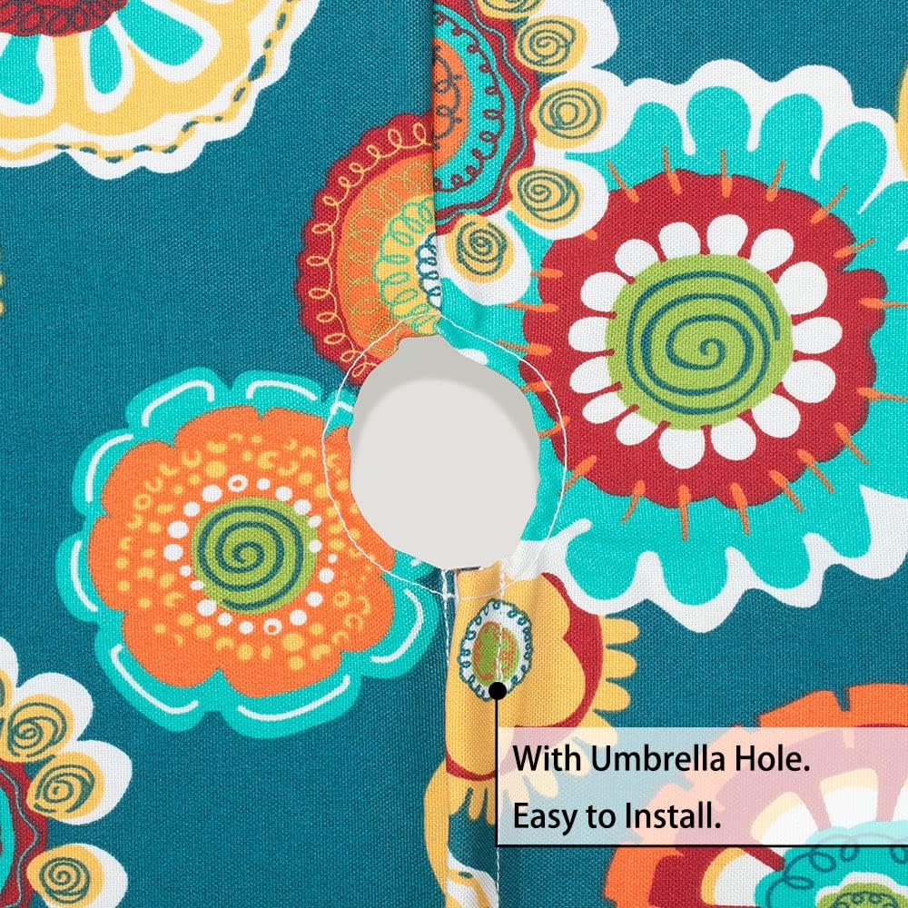 60"x84" Rectangle Tablecloth with Umbrella Hole and Zipper, Washable Waterproof Wrinkle Free Zippered Patio Table Cloths Table Covers for Party, Backyard, Picnic, BBQS (Heronsbill Turquoise Green)