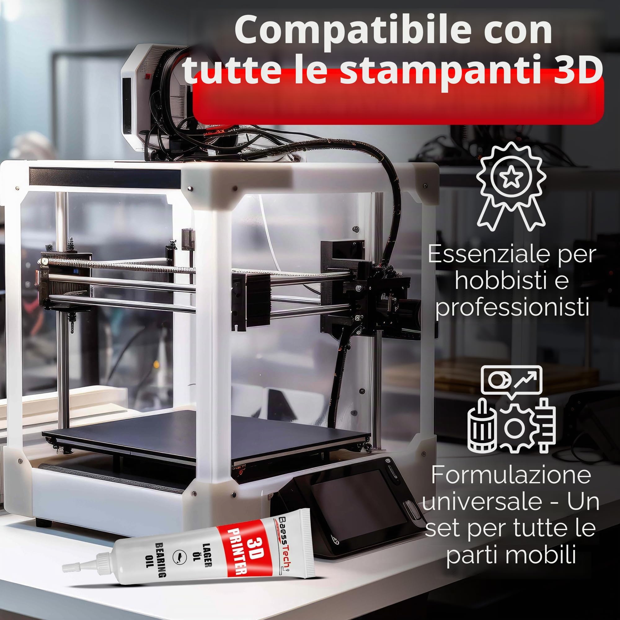 Set di accessori per lubrificanti per stampanti 3D e olio per la manutenzione professionale - Olio per mandrino per ottimizzare la stampa e ridurre il rumore - Lubrificante per stampa 3D, 30