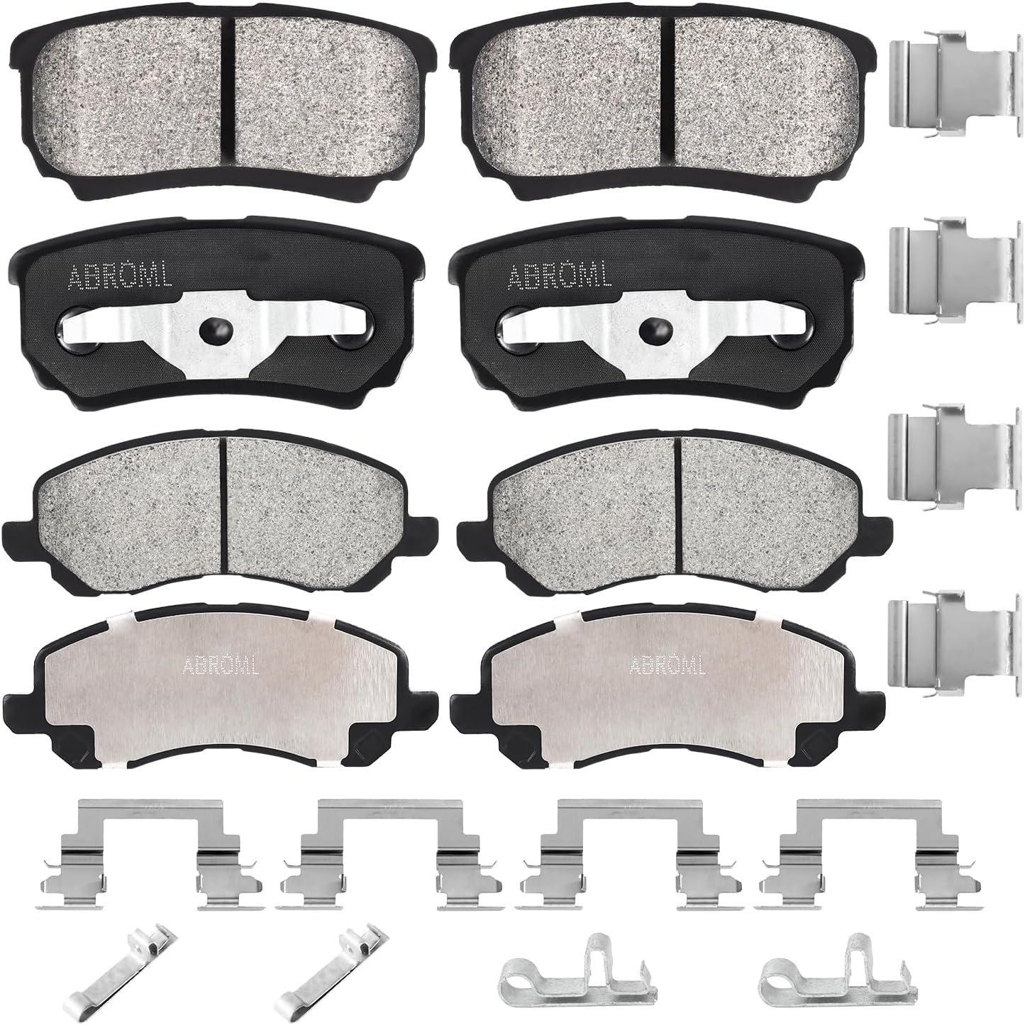 Front Rear Ceramic Brake Pads Set Fit for Dodge Avenger 08-14, for Caliber 07-12, for Chrysler 200 11-14, for Sebring 07-10, for Jeep Compass Patriot 07-10, for Mitsubishi Lancer 04-16