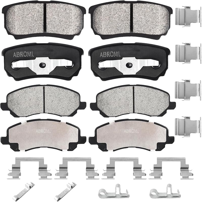 Pastilhas de freio cerâmicas ABROML dianteiras e traseiras para Dodge Avenger, Caliber, Chrysler 200, Sebring, Jeep Compass, Patriot e Mitsubishi Lancer – 8 unidades