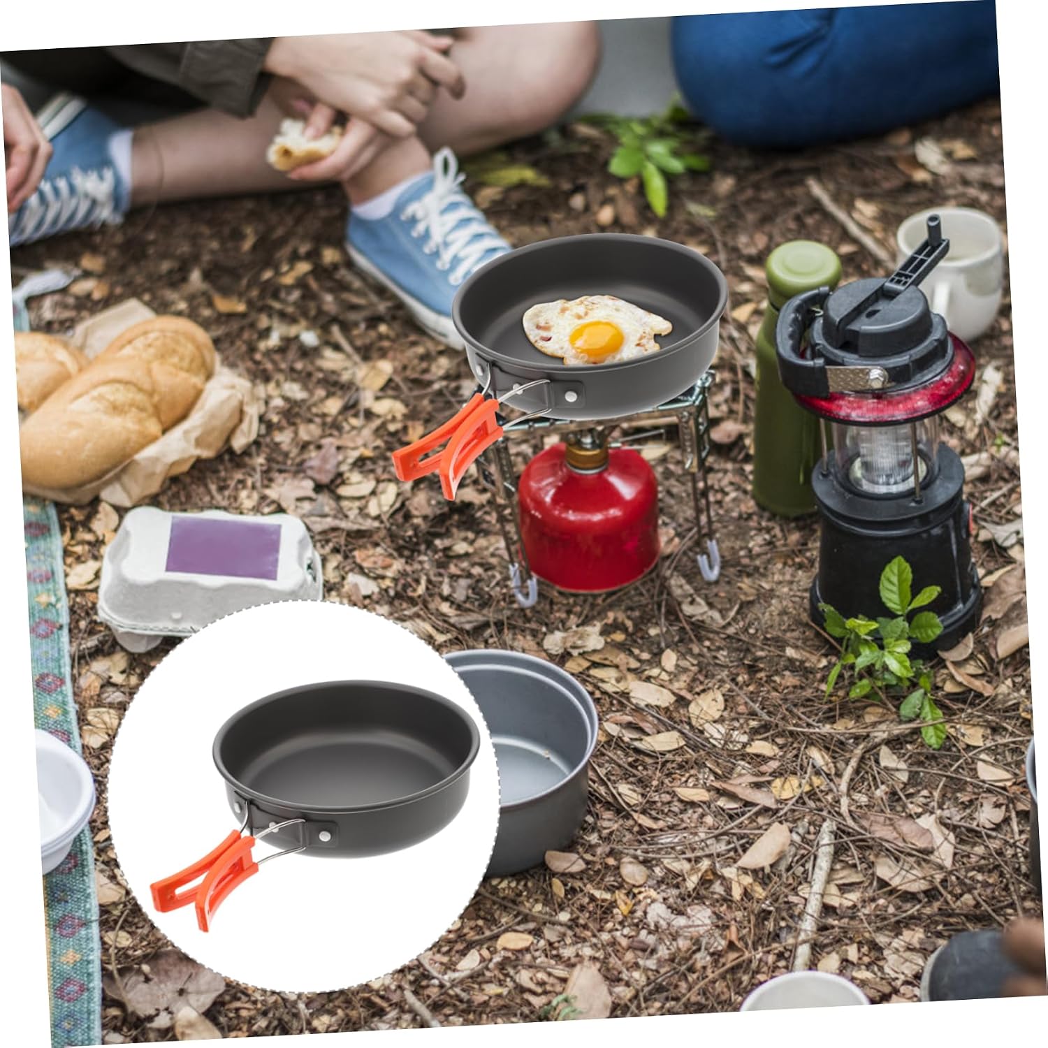 Mipcase Portable Cooking Pan Anti-Scald Handle Non-Stick Outdoor Cookware for Camping Hiking and Picnics Lightweight Aluminum Camping Cooking Pot for Preparation