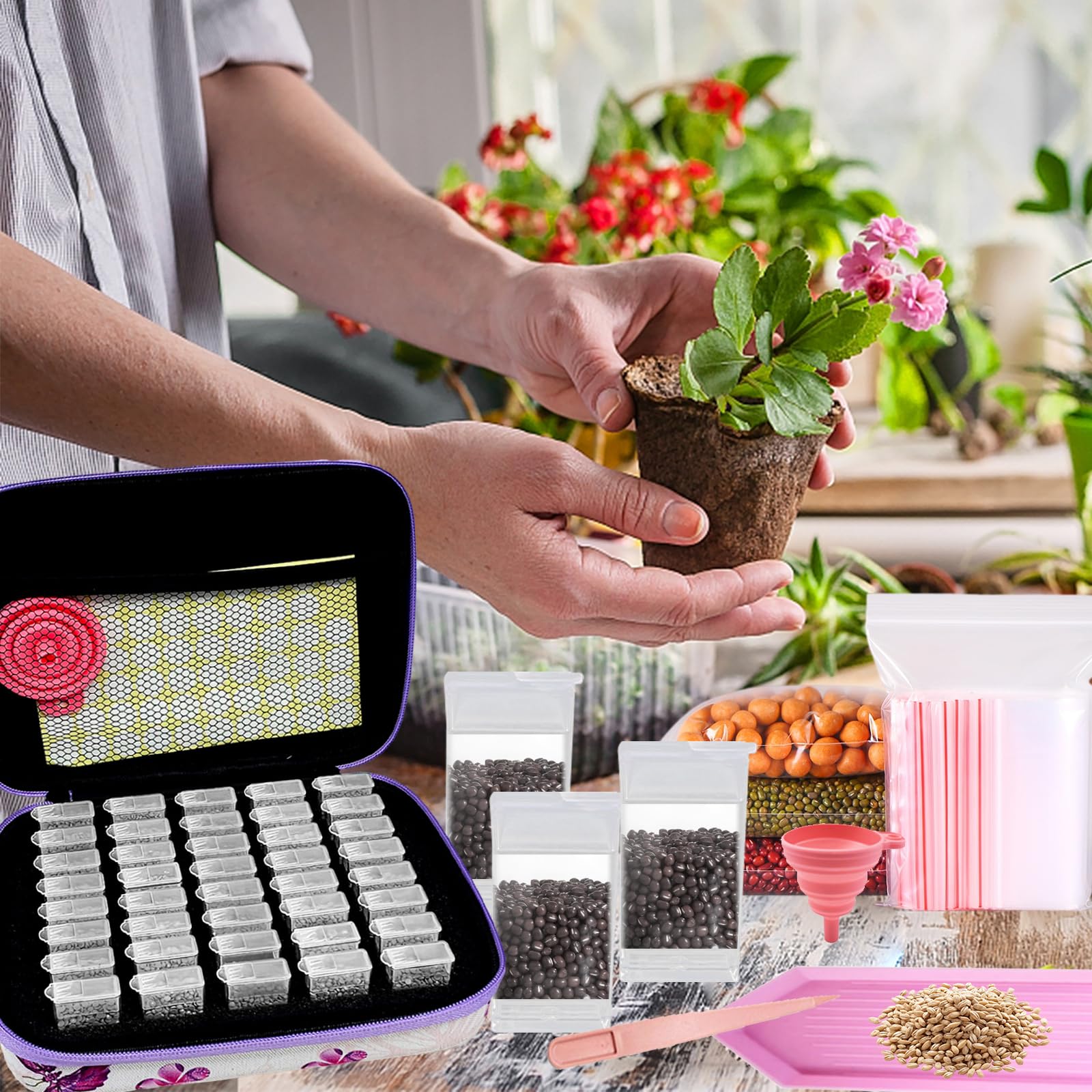 Boîte à Graines - Organisateur de Semences pour Potager | 40 Fentes + Étiquettes Autocollantes | Stockage Transparent pour Jardinage, Semis, Cloche | Cadeau pour Amateurs de Plantes